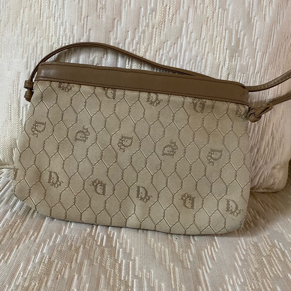 Dior crossbody 8.5”x5.5”, 20” shoulder strap, tan